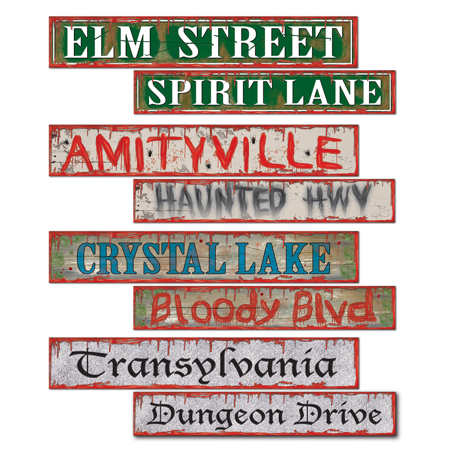 Halloween Street Sign Cutouts 4 x 24 - Party Supplies from Novelties 